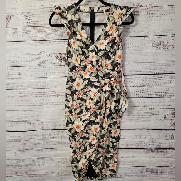 Rebecca Taylor S0 Black Floral Wrap Dress - Picture 2 of 4